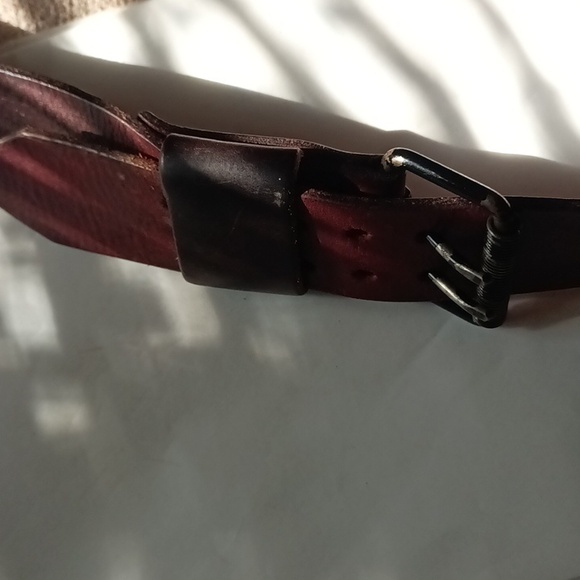 Vintage thick leather belt w Double Prong Buckle. Premium full leather 1.75" - Picture 8 of 10